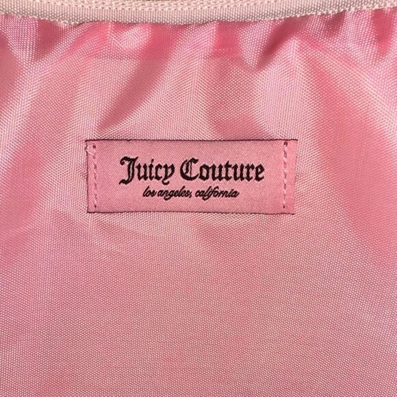 Juicy Couture Pink Glitter Monogram Cosmetic Makeup Bag & Travel Toiletry Bottle - Picture 14 of 16